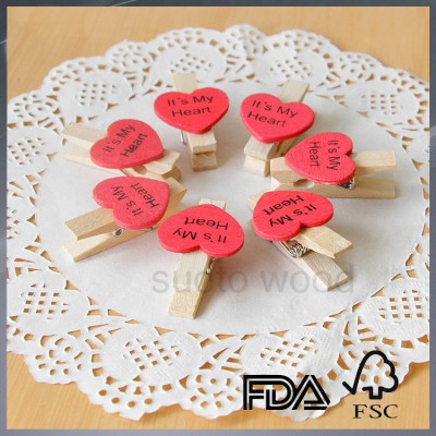 Pretty wooden peg decorative wooden pin wooden heart pegs