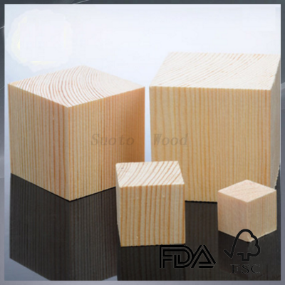 custom square pine wooden block