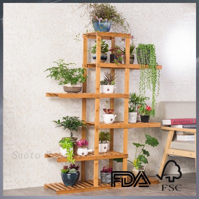 bamboo flower shelf customized flower display rack