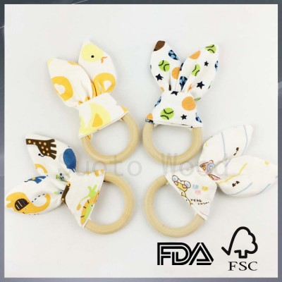 Bunny ears teething ring wooden teething ring baby teether wooden teether