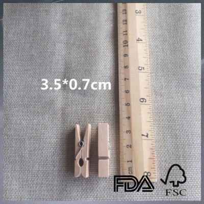 35mm natural wooden clip wooden clothes pin wooden peg engraved logo is welcome